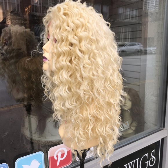 Blonde curly wig sale Lacefront wig Freepart main image 3